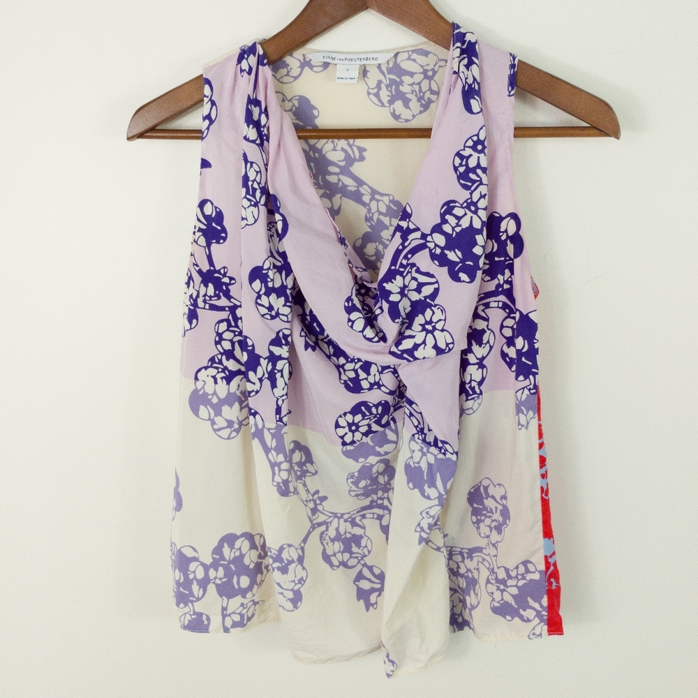Diane Von Furstenberg 100% Silk Sleeveless Top Size 0
